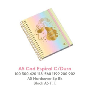 Pack 6 cadernos espiral CDura A5 120fls - Rainbow