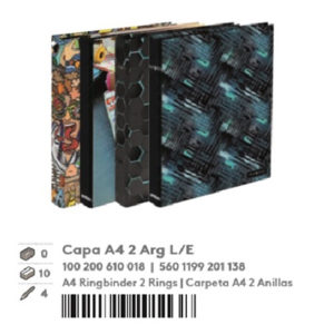 Capa A4 2 argolas L/E - Inverse