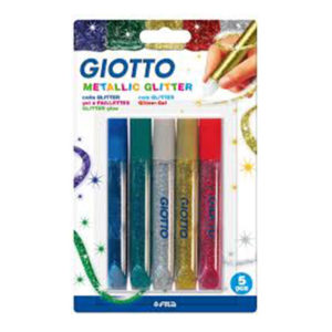 Giotto Glitter glue metalic - 10.5ml X 5