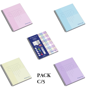 Caderno quadriculado espiral A4 Ambar cdura tons pastel – Pack c/5