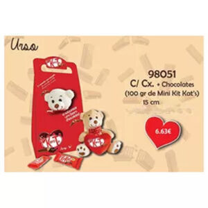 Urso 15cm c/caixa + chocolates Kerote