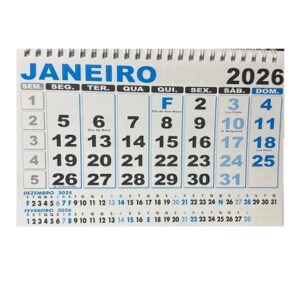 Calendário p/secretária em arame duplo - 2026