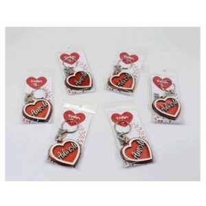 Porta Chaves Madeira Coração Bicolor