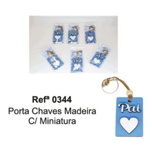 Porta Chaves em Madeira c/ Miniatura - PAI