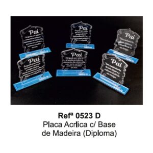 Placa Acrilica c/ Base de Madeira - PAI