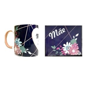 Caneca c/flores "Mãe"