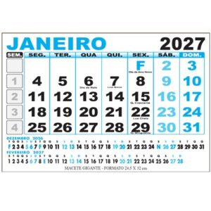 CALENDÁRIO GRANDE C/12 FLS - 2027