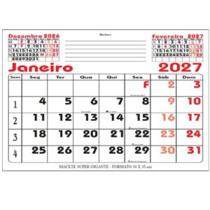 CALENDÁRIO GIGANTE C/12 FLS - 2027